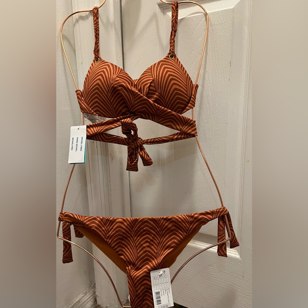 Calzedonia Brown Geometric Bikini Set